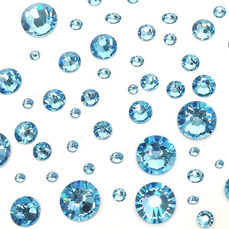 AD Beads 1440 Pieces Mixed Size Glue on Quality Glass Flatback Rhinestones Round Crystal Gems (05 Aquamarine) - Image 2